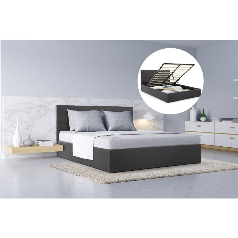 Tenby Gas Lift Collection Bed Frame Charcoal Grey Queen Fast shipping On sale