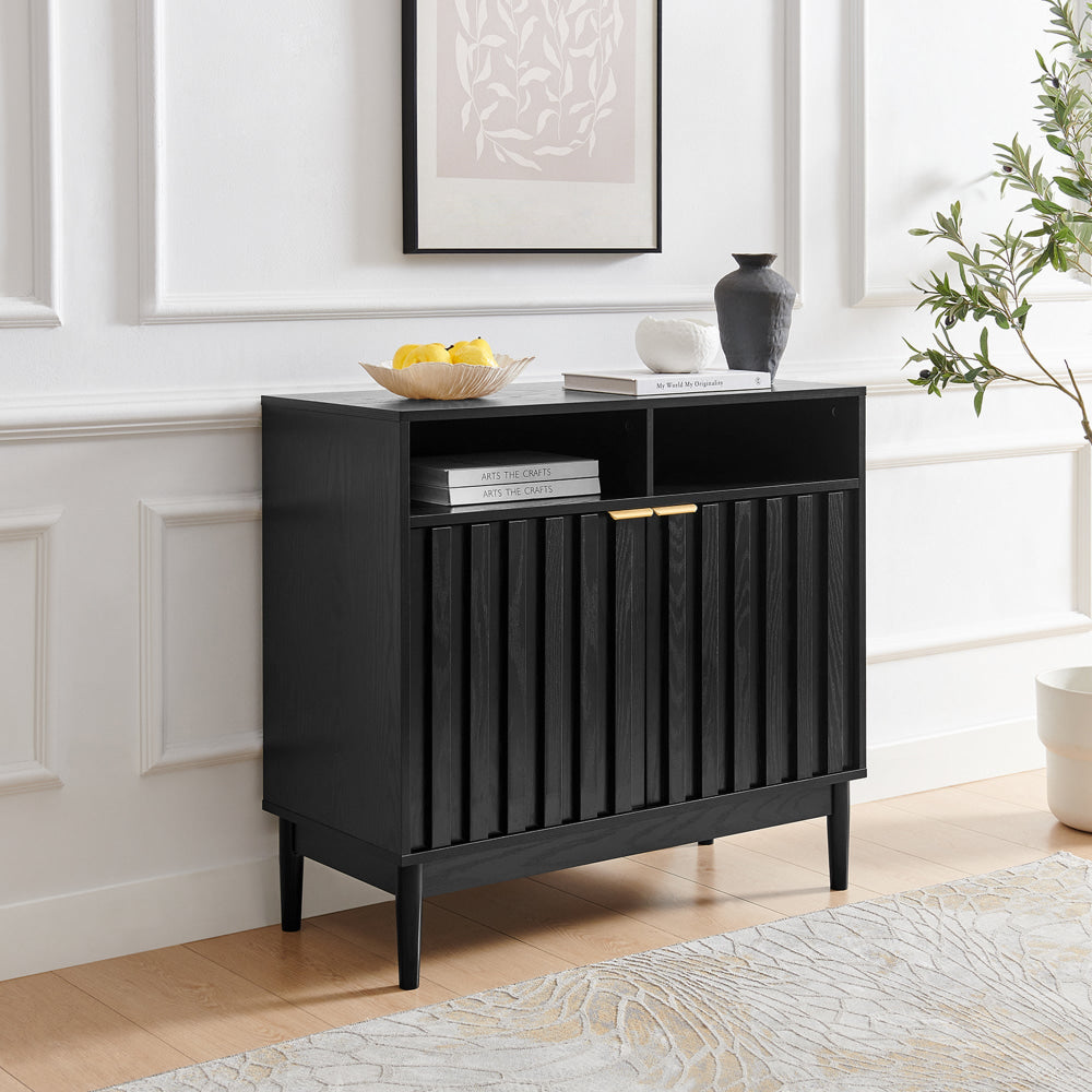 Tenjin Wooden 2-Door Sideboard Buffet Unit Storage Cabinet Black & Fast shipping On sale