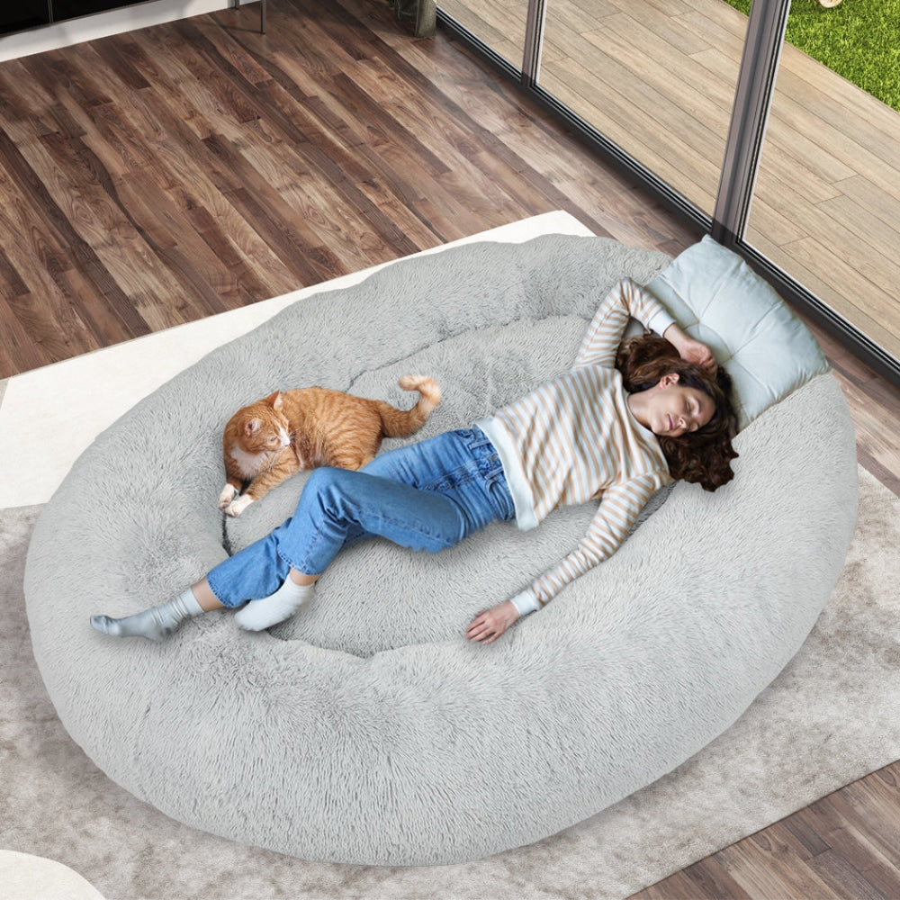 TheNapBed 1.8m Human Size Pet Bed Fluffy Calming Washing Napping Mattress Grey Dog Cares Fast shipping On sale