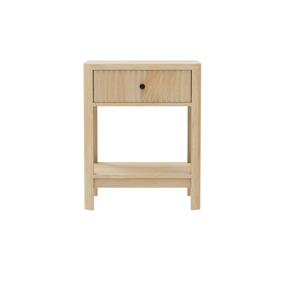 Theo Open Shelf Nightstand Bedside Table 1-Drawer Oak Fast shipping On sale
