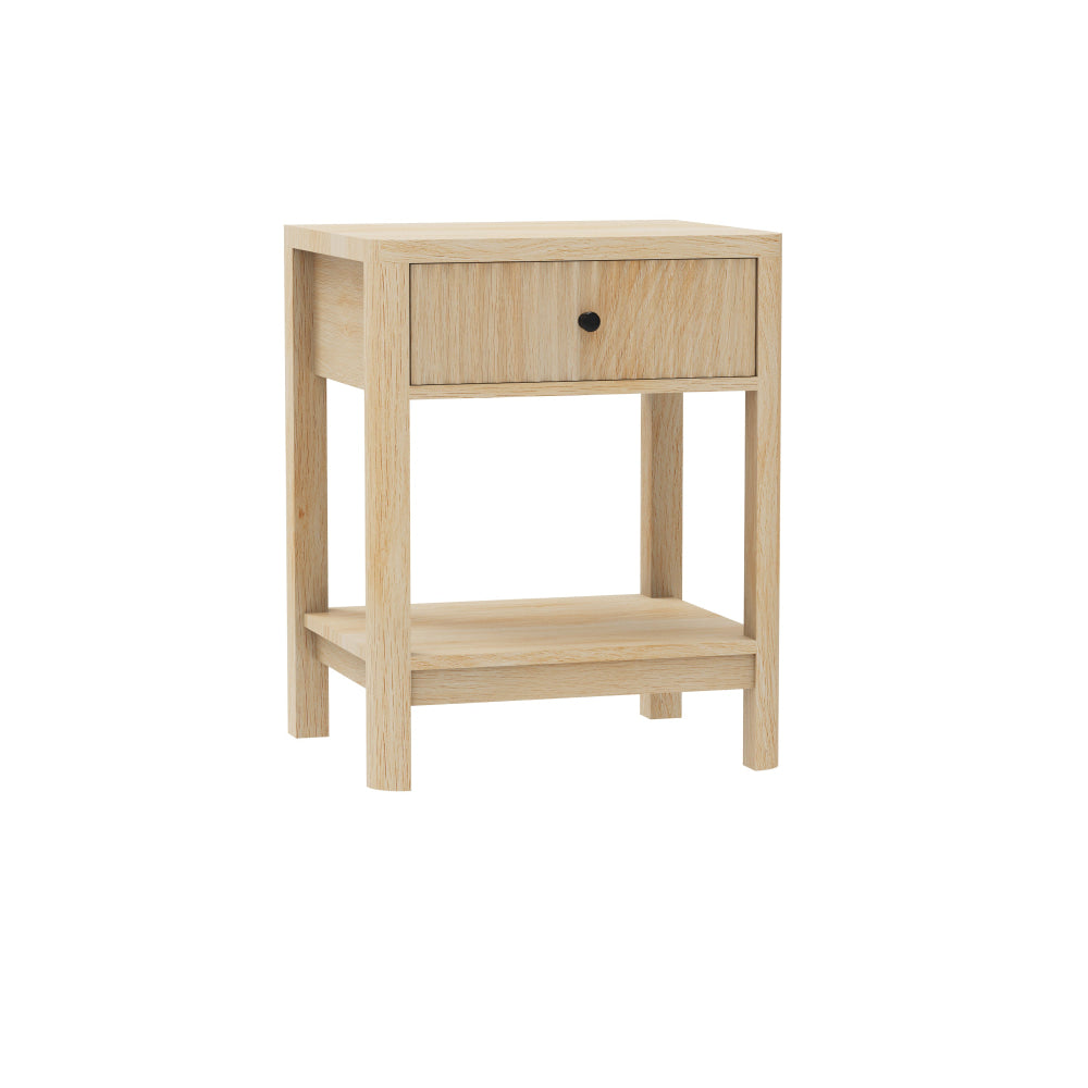 Theo Open Shelf Nightstand Bedside Table 1-Drawer Oak Fast shipping On sale