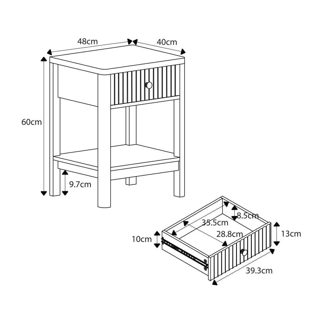 Theo Open Shelf Nightstand Bedside Table 1-Drawer Oak Fast shipping On sale