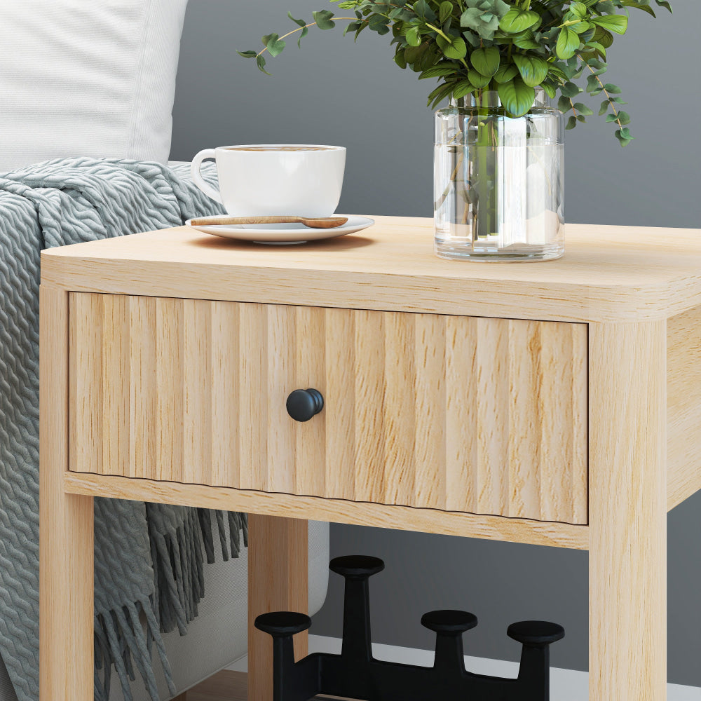 Theo Open Shelf Nightstand Bedside Table 1-Drawer Oak Fast shipping On sale