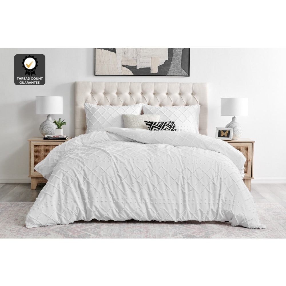 Tilly Tufted Quilt Cover Set White King Fast shipping On sale