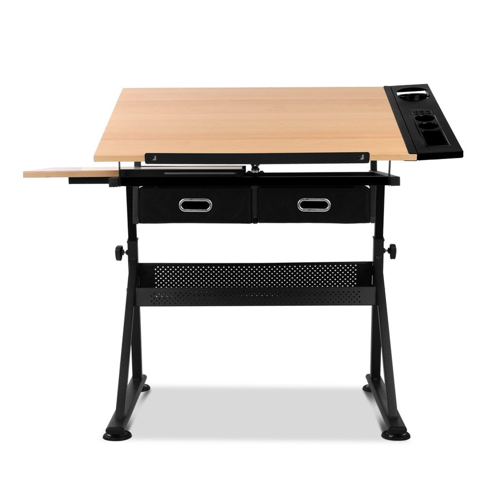 Tilt Drafting Table Stool Set - Natural & Black Office Desk Fast shipping On sale