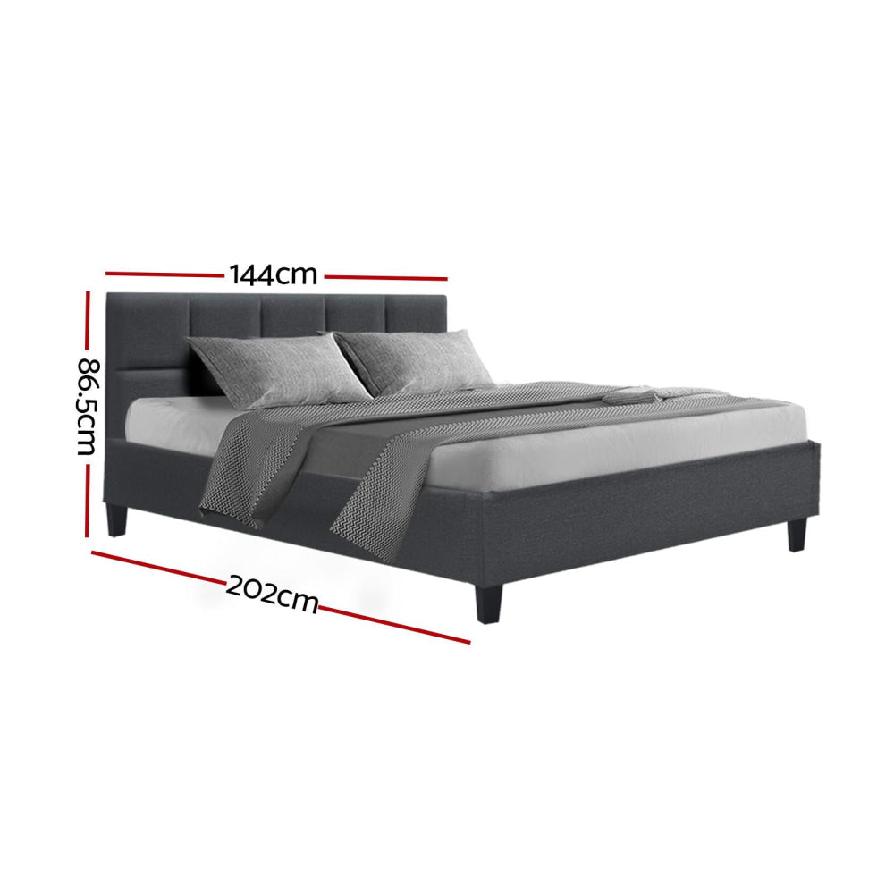 Tino Bed Frame Fabric - Charcoal Double Fast shipping On sale