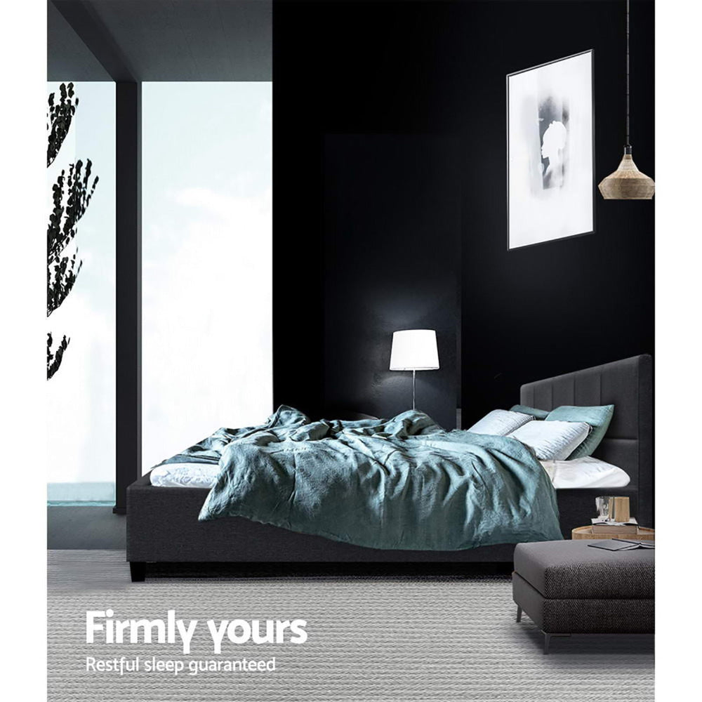 Tino Bed Frame Fabric - Charcoal Double Fast shipping On sale