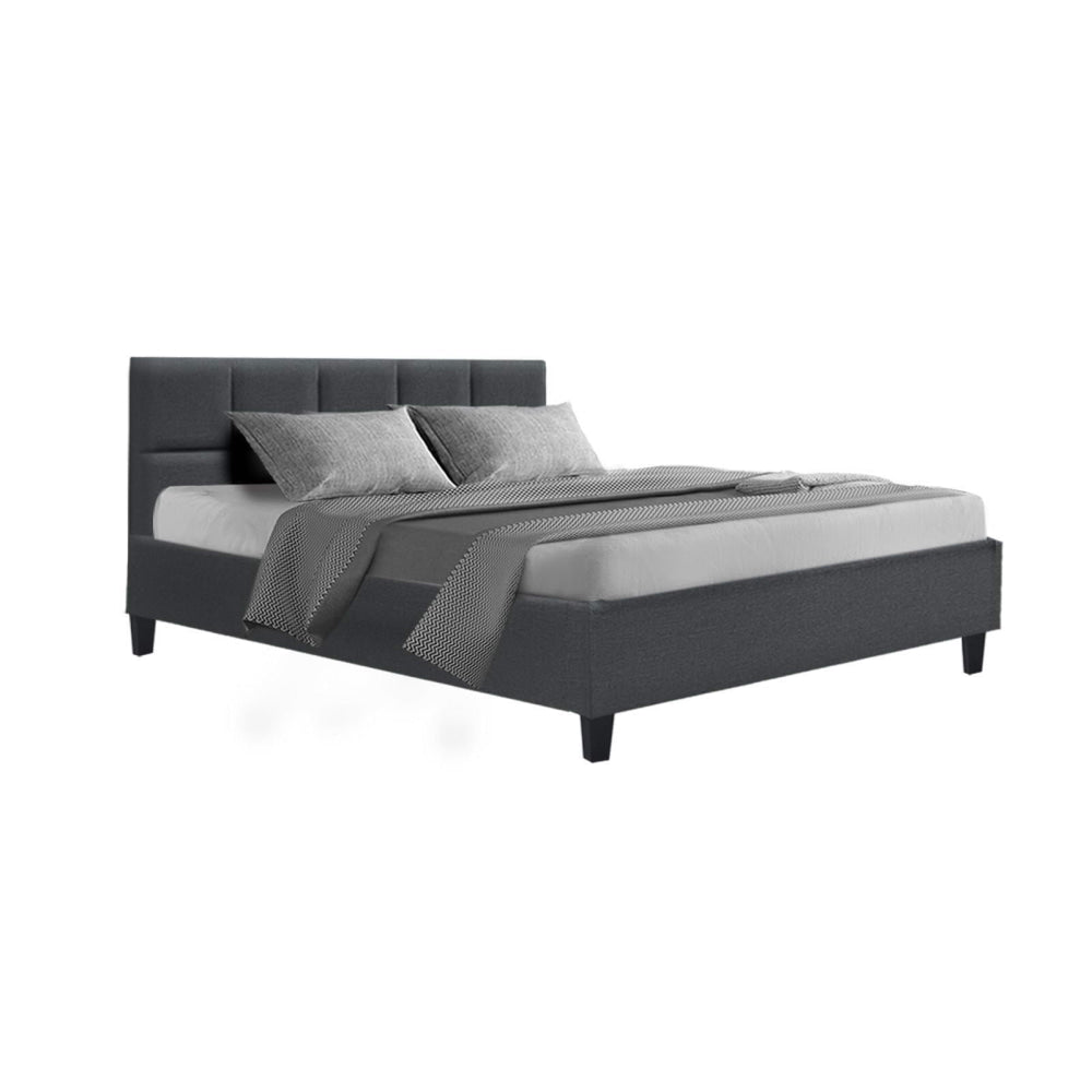Tino Bed Frame Fabric - Charcoal Double Fast shipping On sale