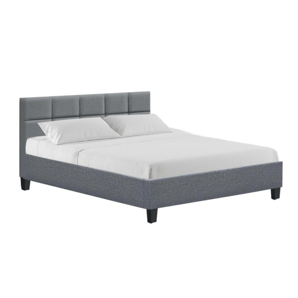 Tino Bed Frame Fabric - Grey Queen Fast shipping On sale