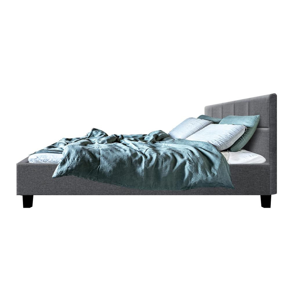 Tino Bed Frame Fabric - Grey Queen Fast shipping On sale