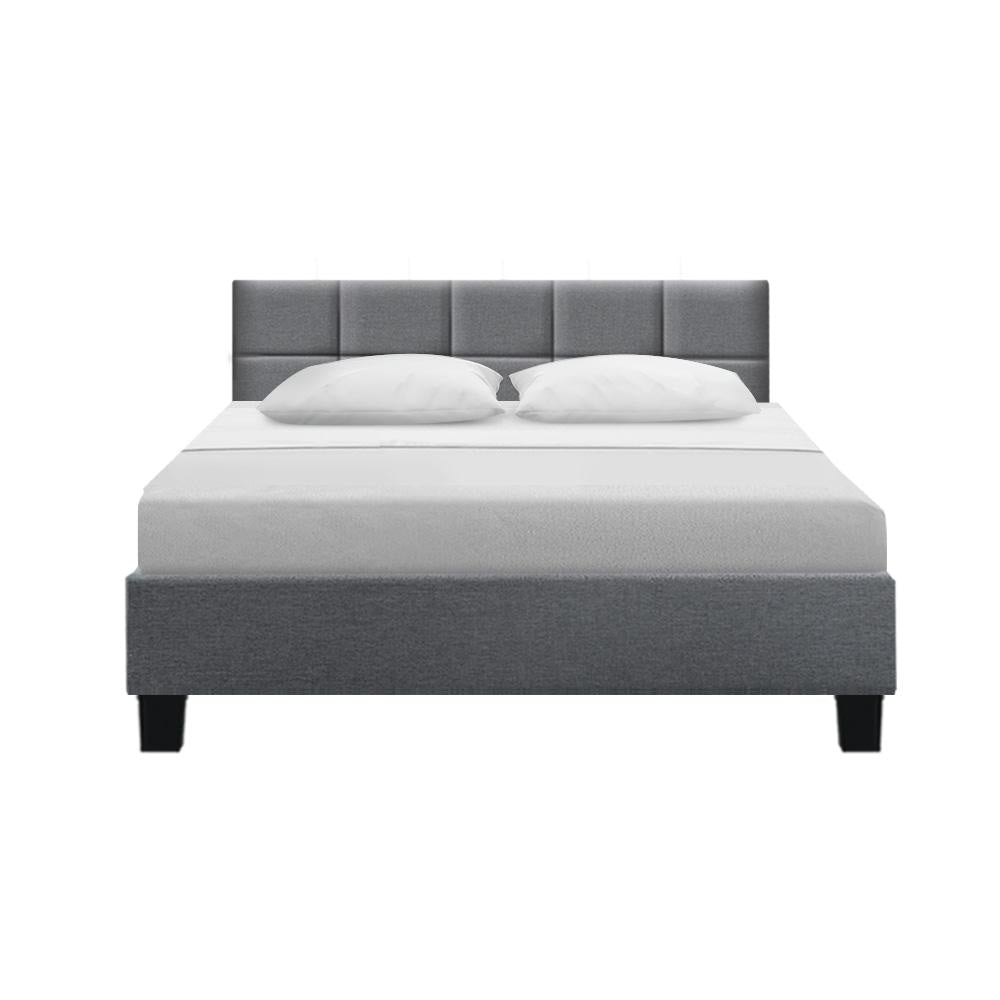 Tino Bed Frame Fabric - Grey Queen Fast shipping On sale