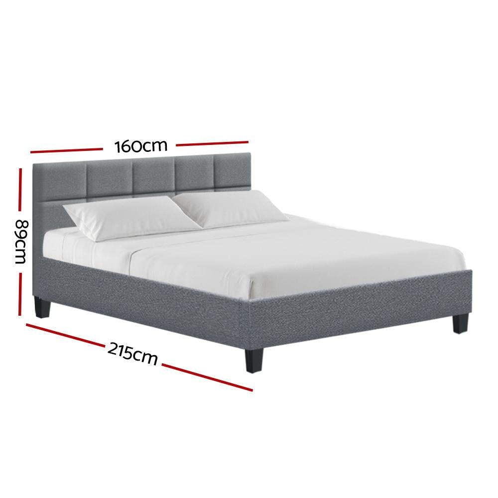 Tino Bed Frame Fabric - Grey Queen Fast shipping On sale