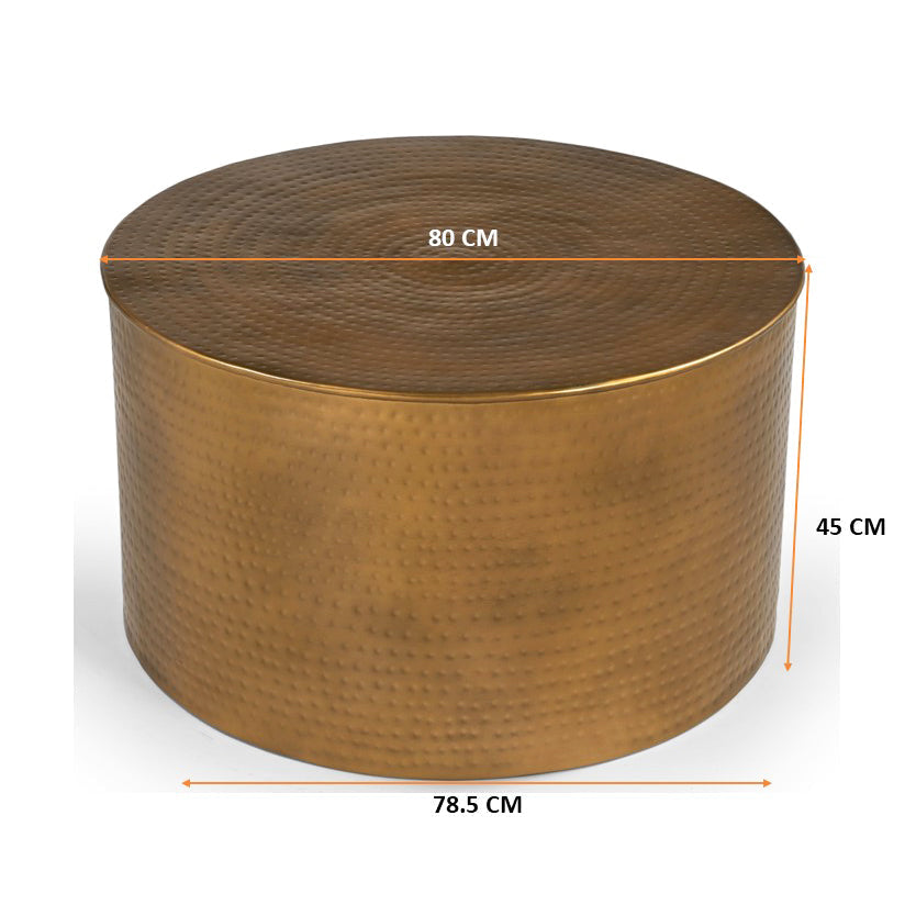 Titan Golden Hammered Metal Round Coffee Table Fast shipping On sale