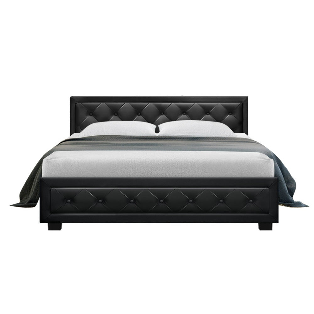 Tiyo Bed Frame PU Leather Gas Lift Storage - Black Queen Fast shipping On sale