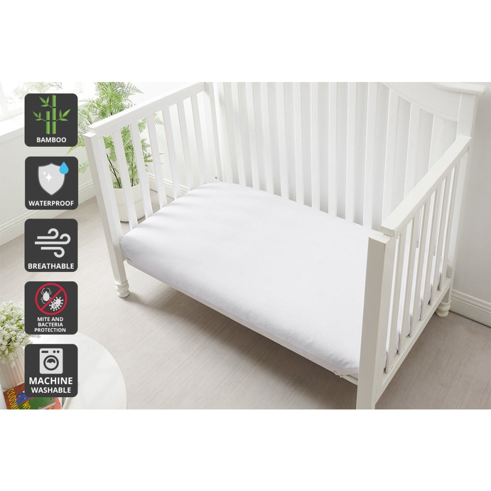 Trafalgar Waterproof Bamboo Fitted Mattress Protector Cot Fast shipping On sale