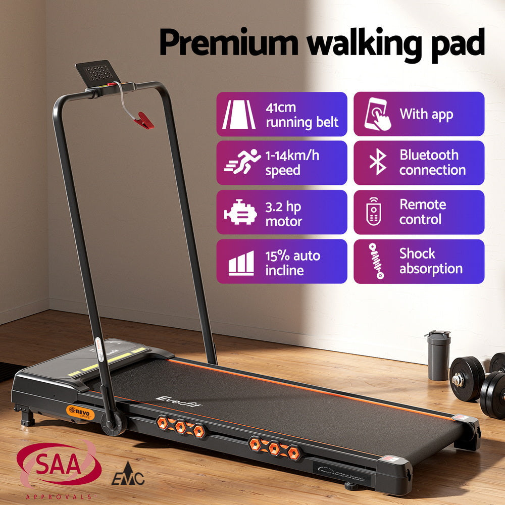 Treadmill Electric Walking Pad Auto Incline Foldable for Home Gym Black Sports & Fitness Fast shipping On sale