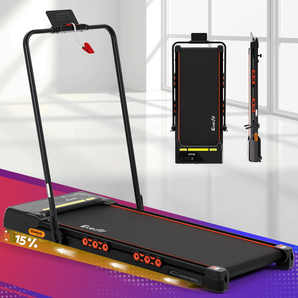 Treadmill Electric Walking Pad Auto Incline Foldable for Home Gym Black Sports & Fitness Fast shipping On sale