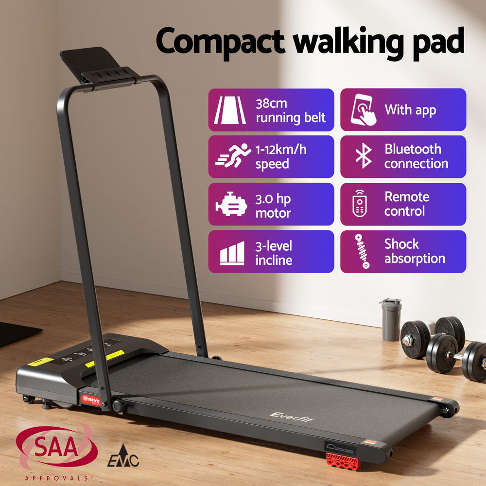 Treadmill Electric Walking Pad Incline Under Desk 380mm Black Sports & Fitness Fast shipping On sale