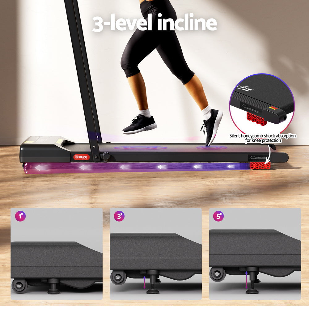 Treadmill Electric Walking Pad Incline Under Desk 380mm Black Sports & Fitness Fast shipping On sale