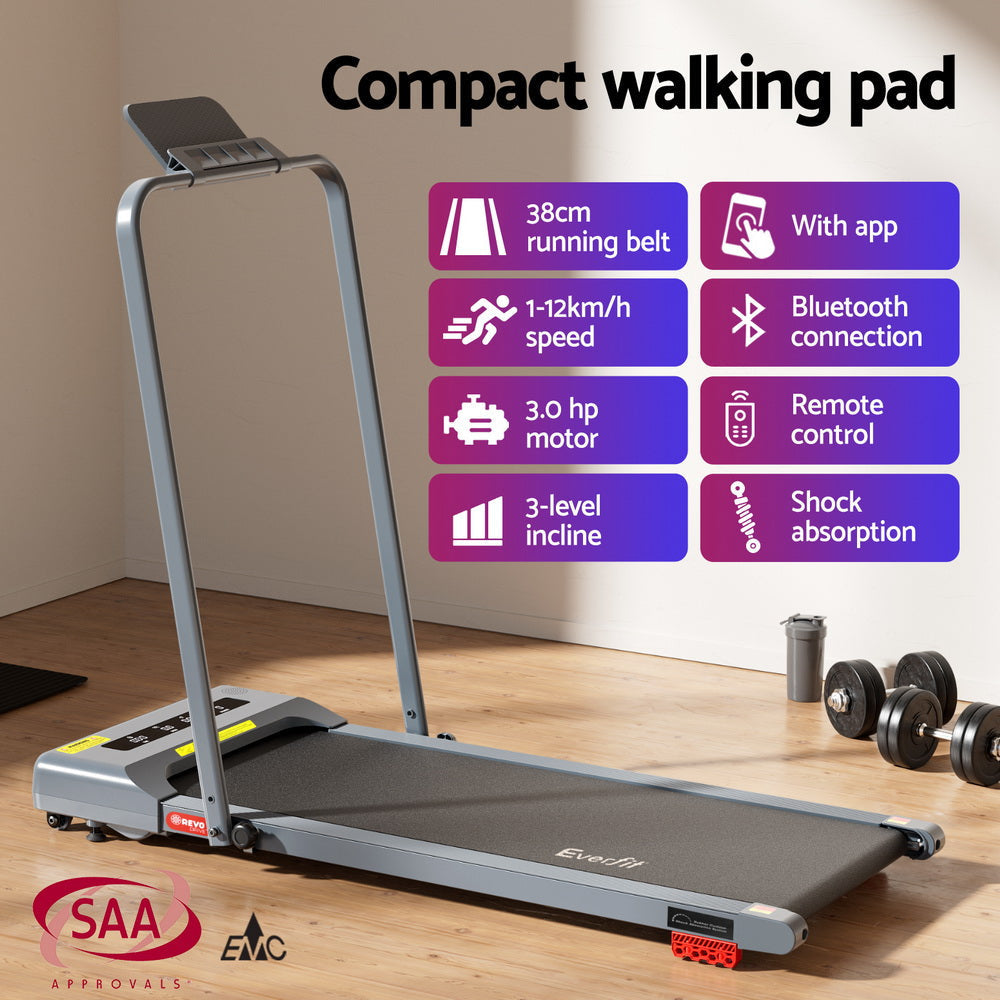 Treadmill Electric Walking Pad Incline Under Desk 380mm Grey Sports & Fitness Fast shipping On sale