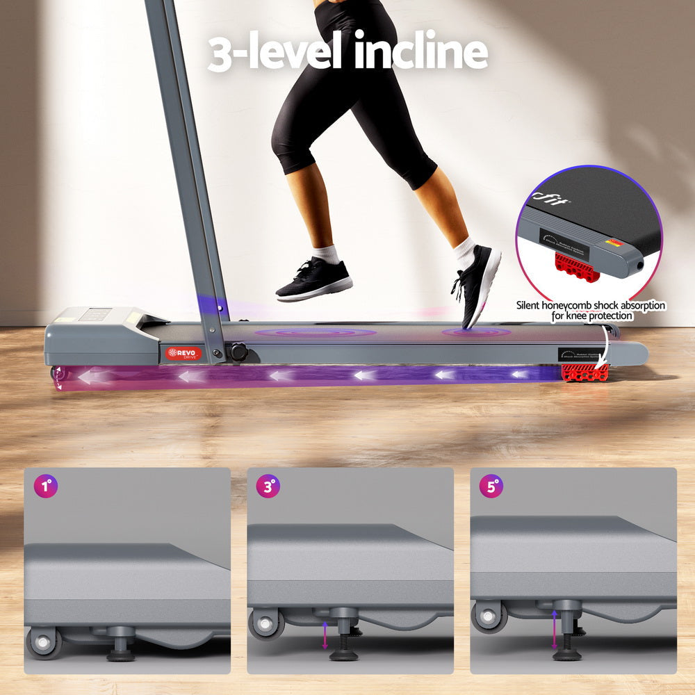 Treadmill Electric Walking Pad Incline Under Desk 380mm Grey Sports & Fitness Fast shipping On sale