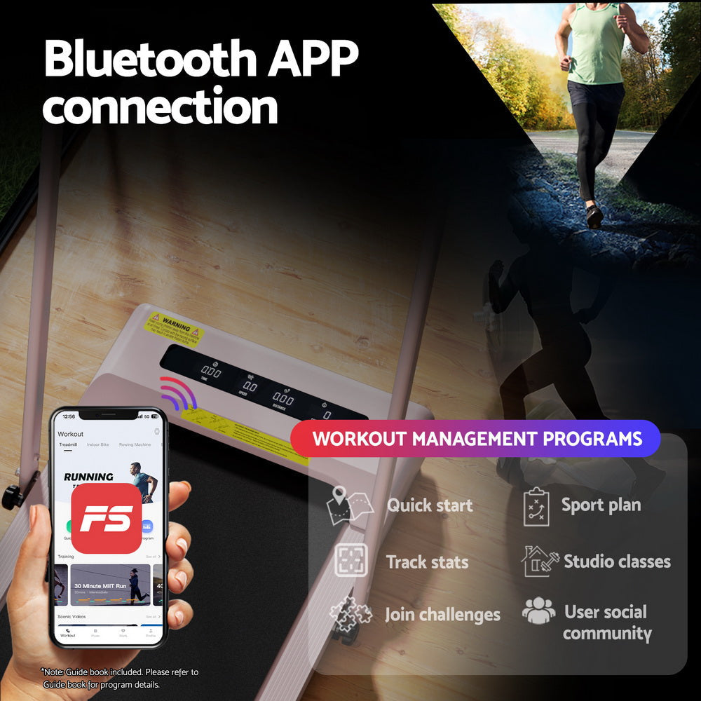 Treadmill Electric Walking Pad Incline Under Desk 380mm Pink Sports & Fitness Fast shipping On sale