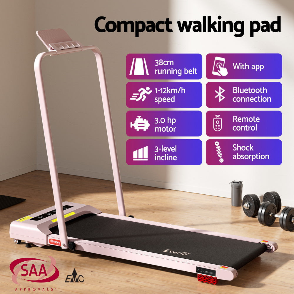 Treadmill Electric Walking Pad Incline Under Desk 380mm Pink Sports & Fitness Fast shipping On sale