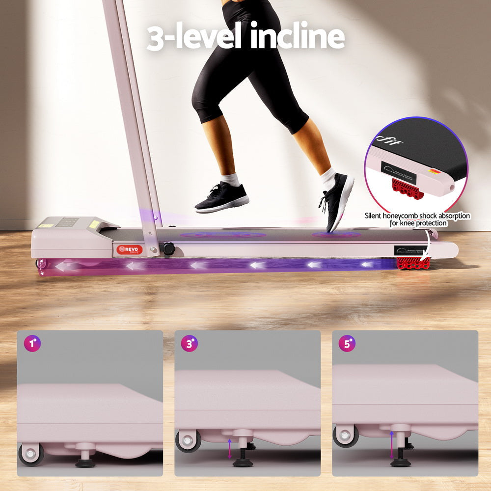 Treadmill Electric Walking Pad Incline Under Desk 380mm Pink Sports & Fitness Fast shipping On sale