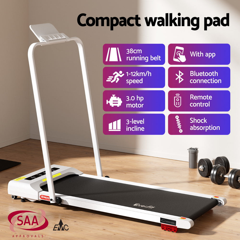 Treadmill Electric Walking Pad Incline Under Desk 380mm White Sports & Fitness Fast shipping On sale