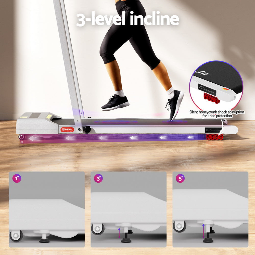 Treadmill Electric Walking Pad Incline Under Desk 380mm White Sports & Fitness Fast shipping On sale
