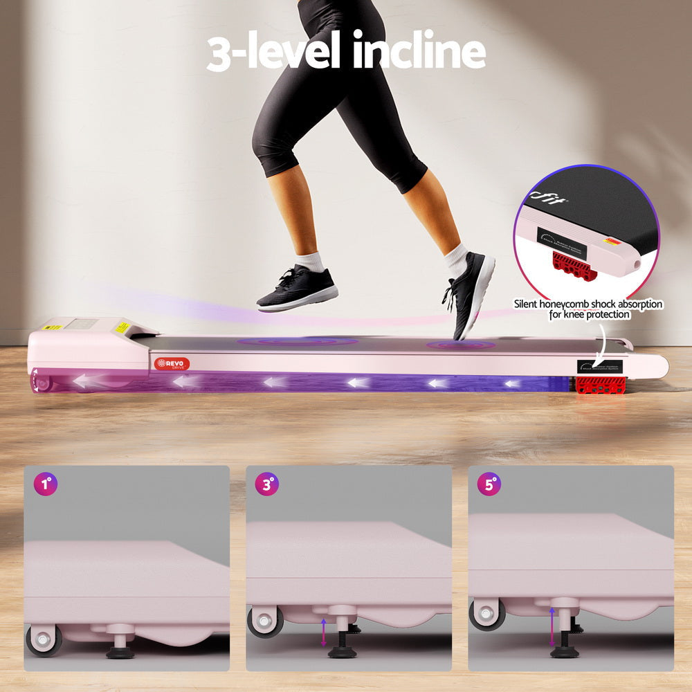 Treadmill Electric Walking Pad Incline Under Desk Home Gym 380mm Pink Sports & Fitness Fast shipping On sale