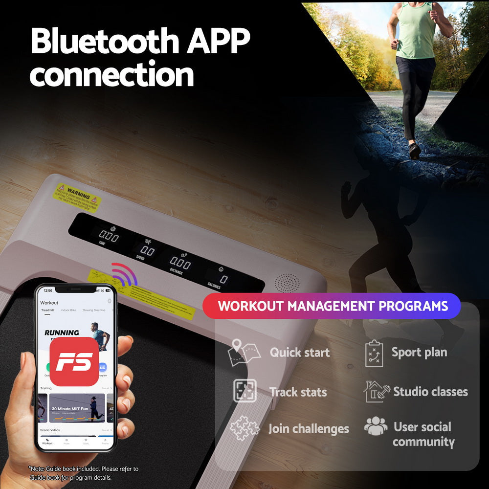 Treadmill Electric Walking Pad Incline Under Desk Home Gym 380mm Pink Sports & Fitness Fast shipping On sale