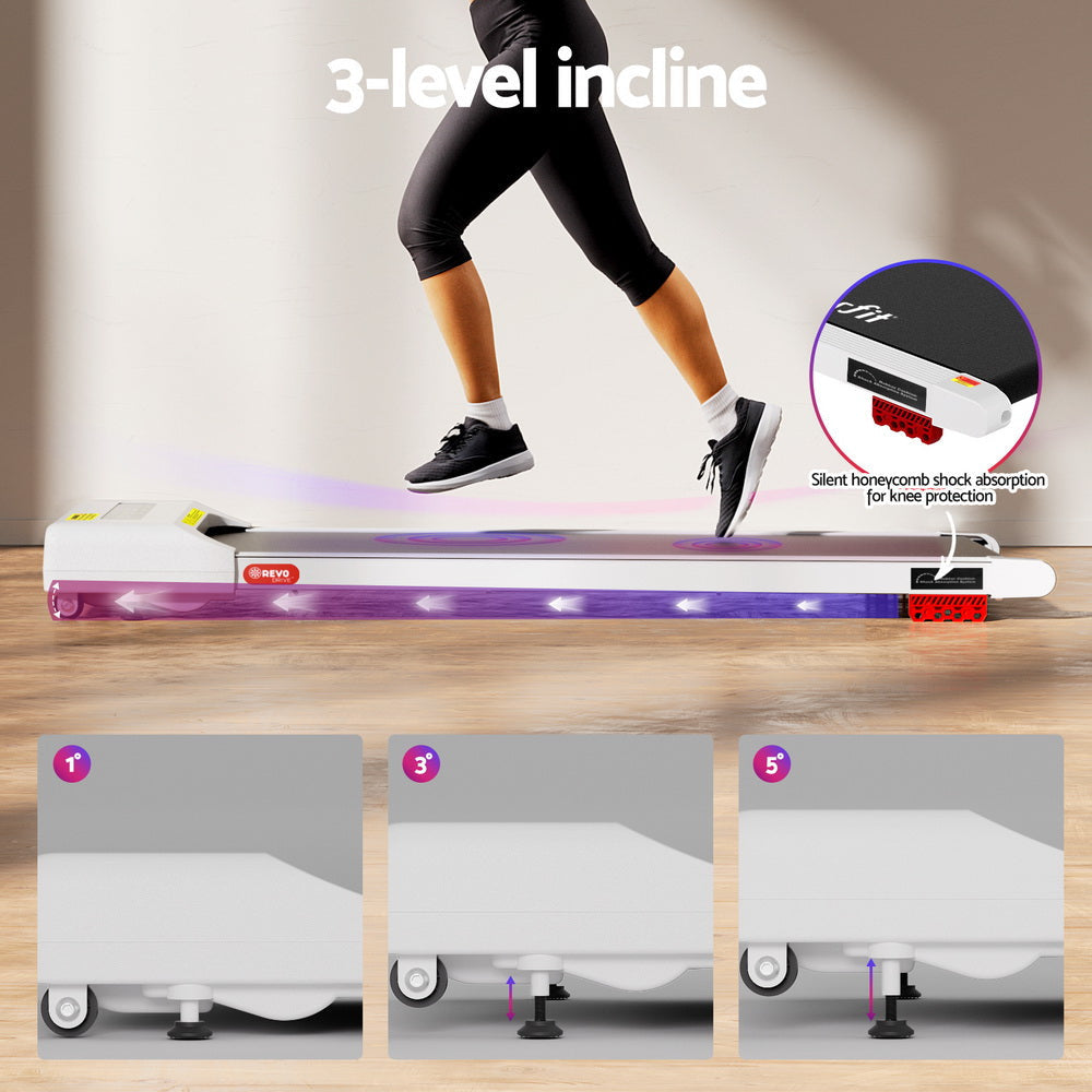 Treadmill Electric Walking Pad Incline Under Desk Home Gym 380mm White Sports & Fitness Fast shipping On sale
