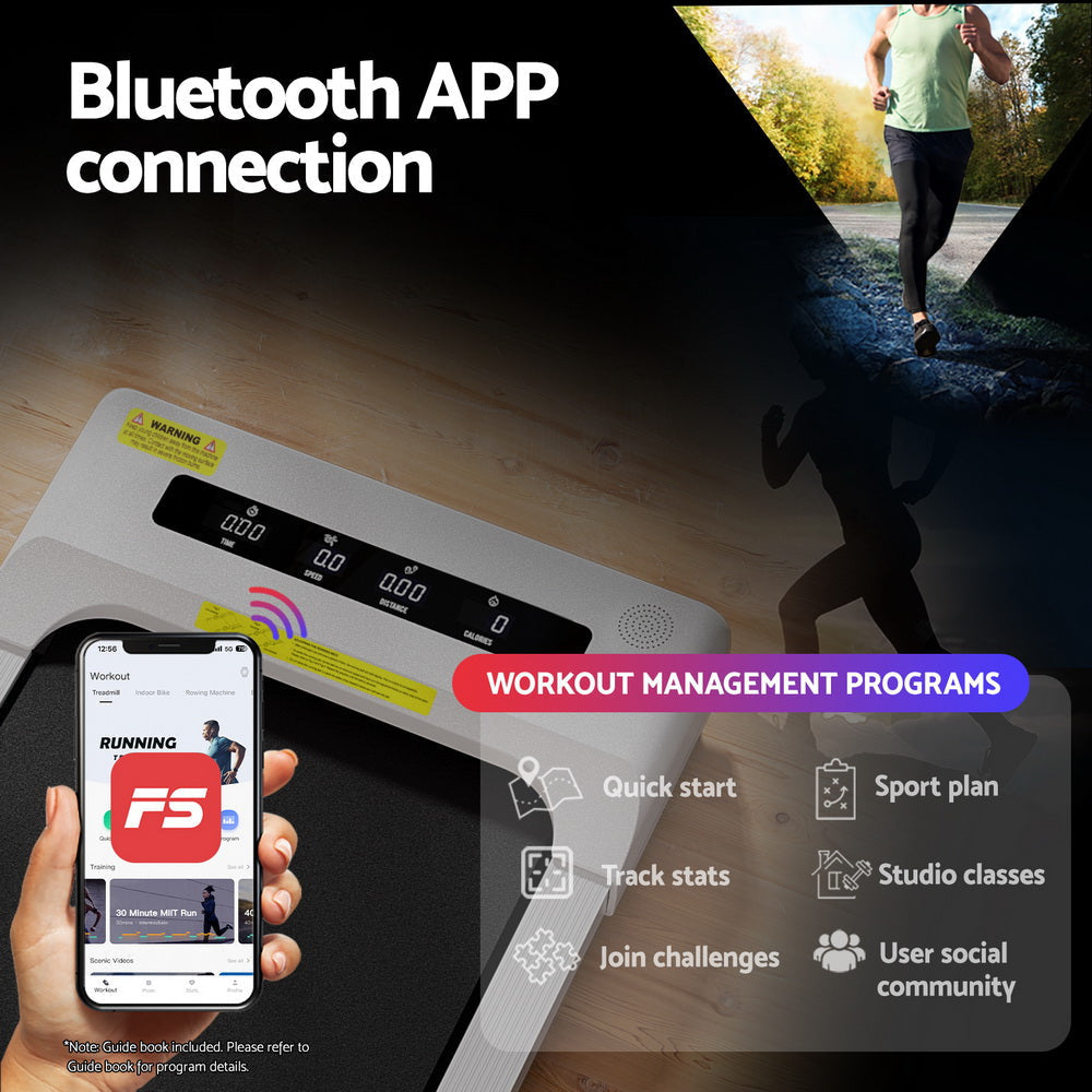 Treadmill Electric Walking Pad Incline Under Desk Home Gym 380mm White Sports & Fitness Fast shipping On sale