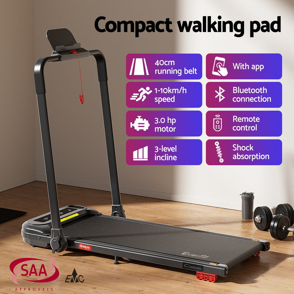 Treadmill Electric Walking Pad with Incline Foldable for Home Gym Black Sports & Fitness Fast shipping On sale