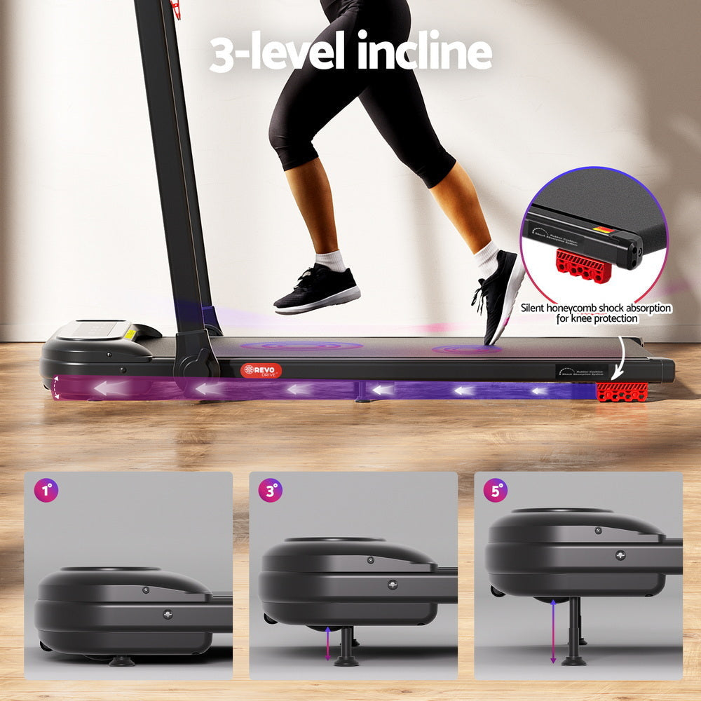 Treadmill Electric Walking Pad with Incline Foldable for Home Gym Black Sports & Fitness Fast shipping On sale