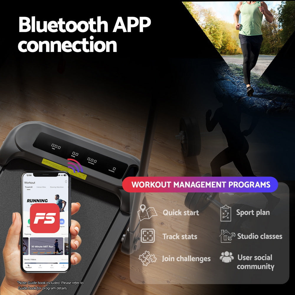 Treadmill Electric Walking Pad with Incline Foldable for Home Gym Black Sports & Fitness Fast shipping On sale