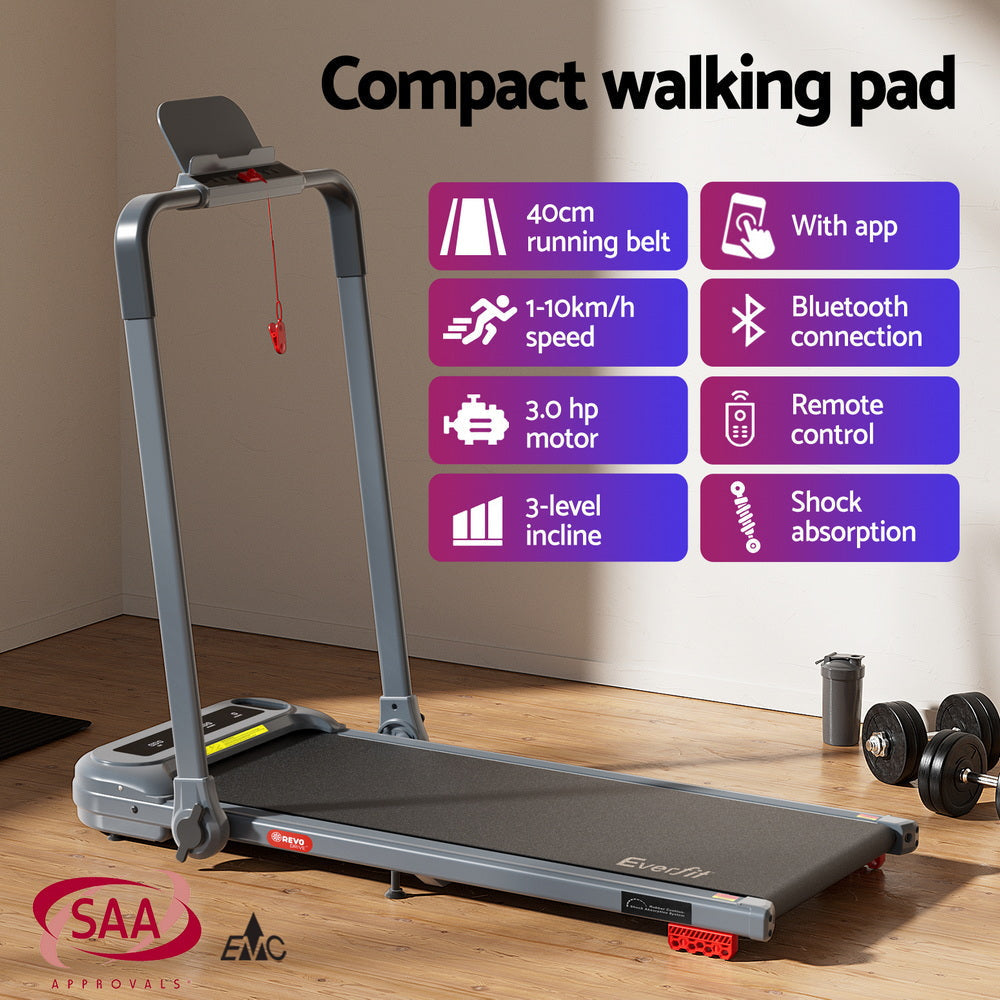 Treadmill Electric Walking Pad with Incline Foldable for Home Gym Grey Sports & Fitness Fast shipping On sale