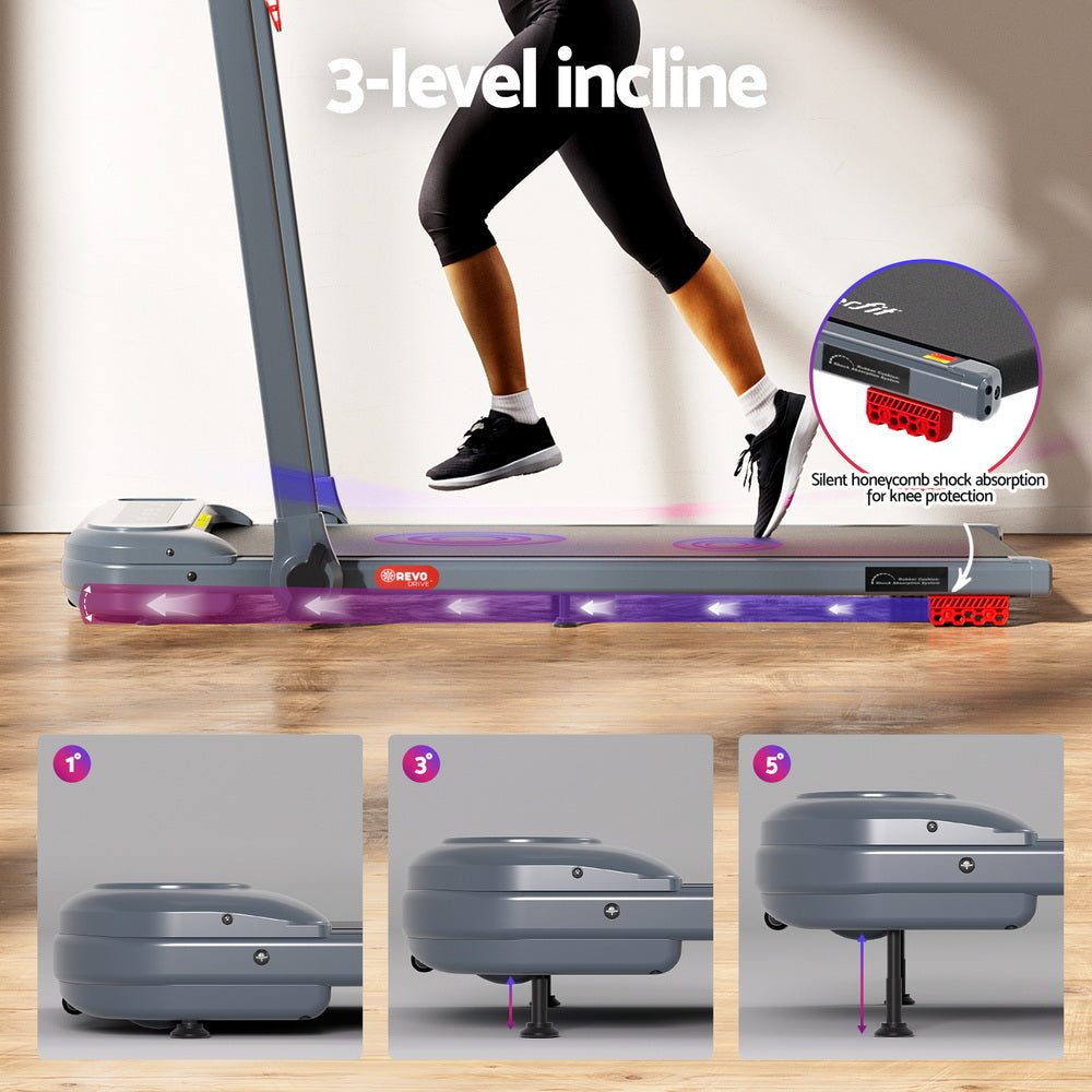 Treadmill Electric Walking Pad with Incline Foldable for Home Gym Grey Sports & Fitness Fast shipping On sale