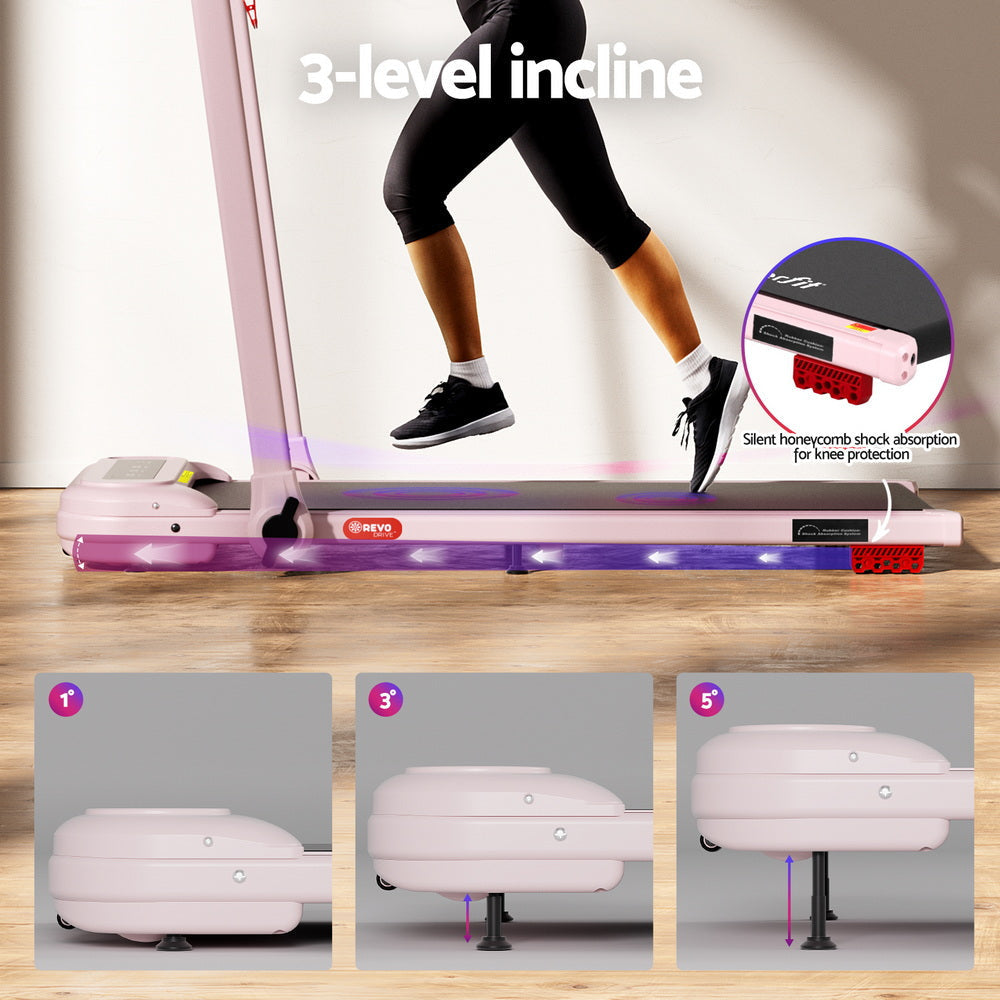 Treadmill Electric Walking Pad with Incline Foldable for Home Gym Pink Sports & Fitness Fast shipping On sale