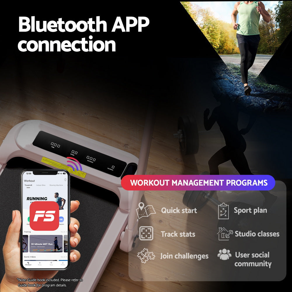 Treadmill Electric Walking Pad with Incline Foldable for Home Gym Pink Sports & Fitness Fast shipping On sale