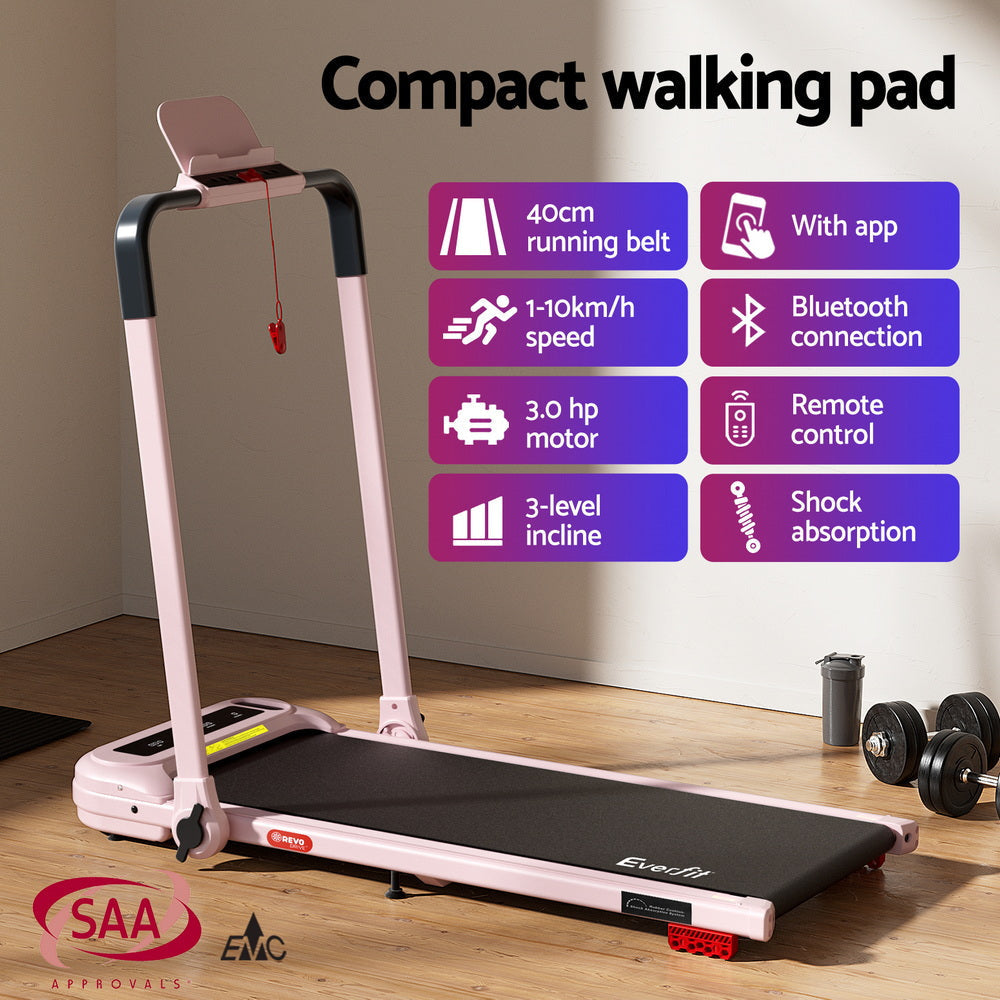 Treadmill Electric Walking Pad with Incline Foldable for Home Gym Pink Sports & Fitness Fast shipping On sale