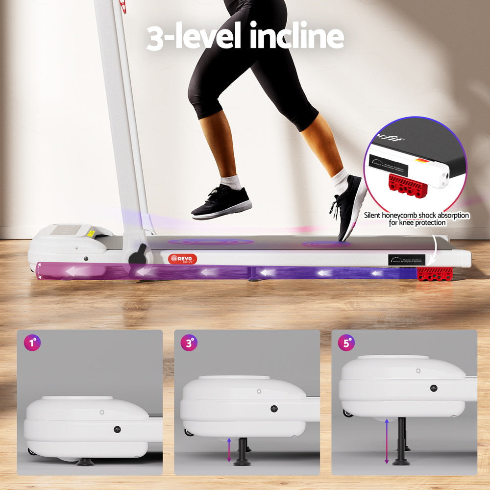 Treadmill Electric Walking Pad with Incline Foldable for Home Gym White Sports & Fitness Fast shipping On sale