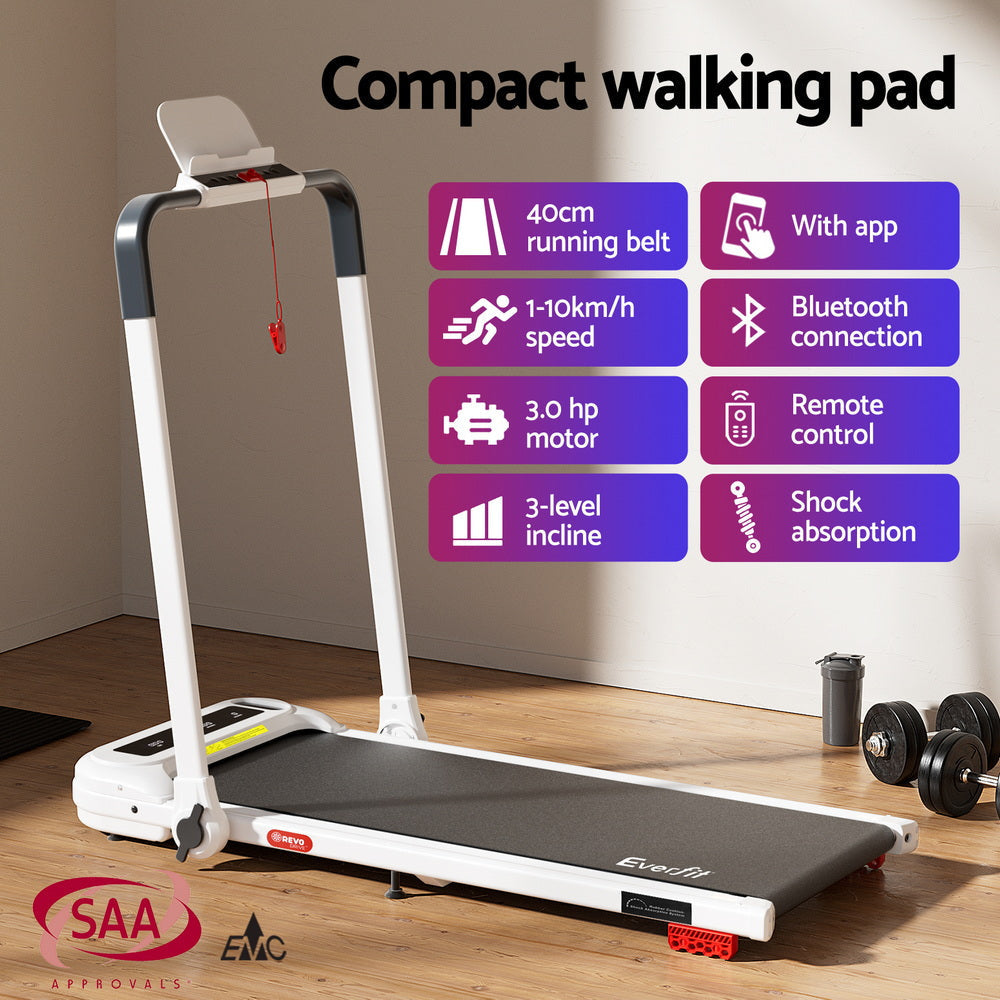 Treadmill Electric Walking Pad with Incline Foldable for Home Gym White Sports & Fitness Fast shipping On sale