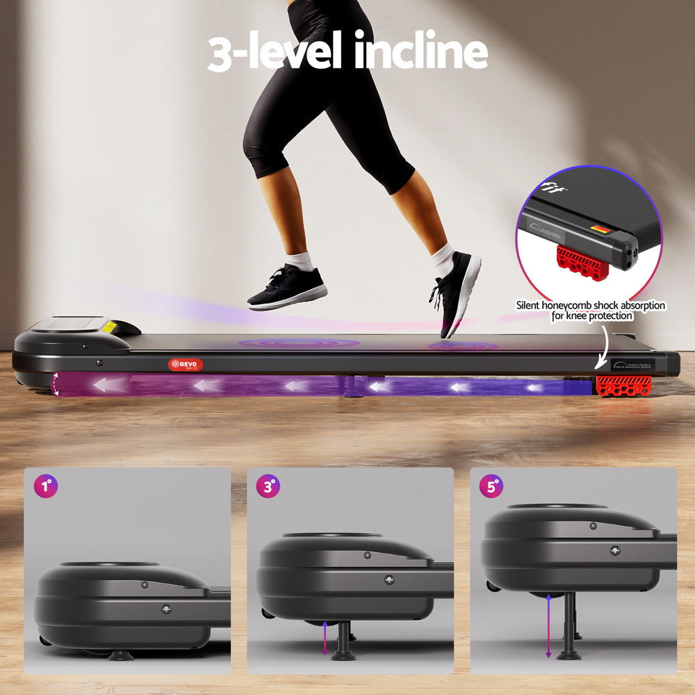 Treadmill Electric Walking Pad with Incline Under Desk Home Gym Black Sports & Fitness Fast shipping On sale