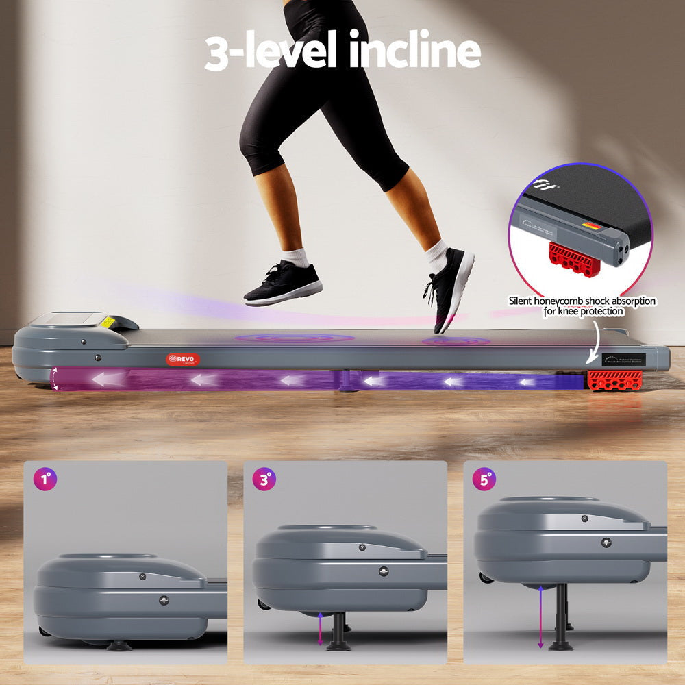 Treadmill Electric Walking Pad with Incline Under Desk Home Gym Grey Sports & Fitness Fast shipping On sale