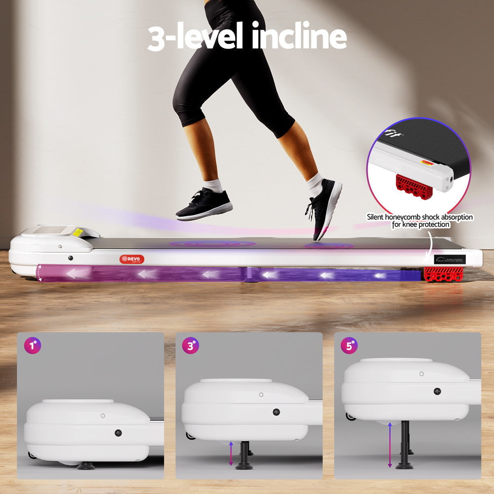 Treadmill Electric Walking Pad with Incline Under Desk Home Gym White Sports & Fitness Fast shipping On sale