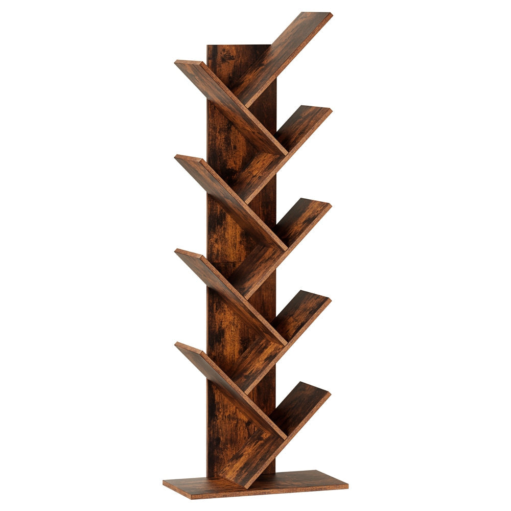 Tree Bookshelf 9 Tiers Walnut Bookcase Fast shipping On sale