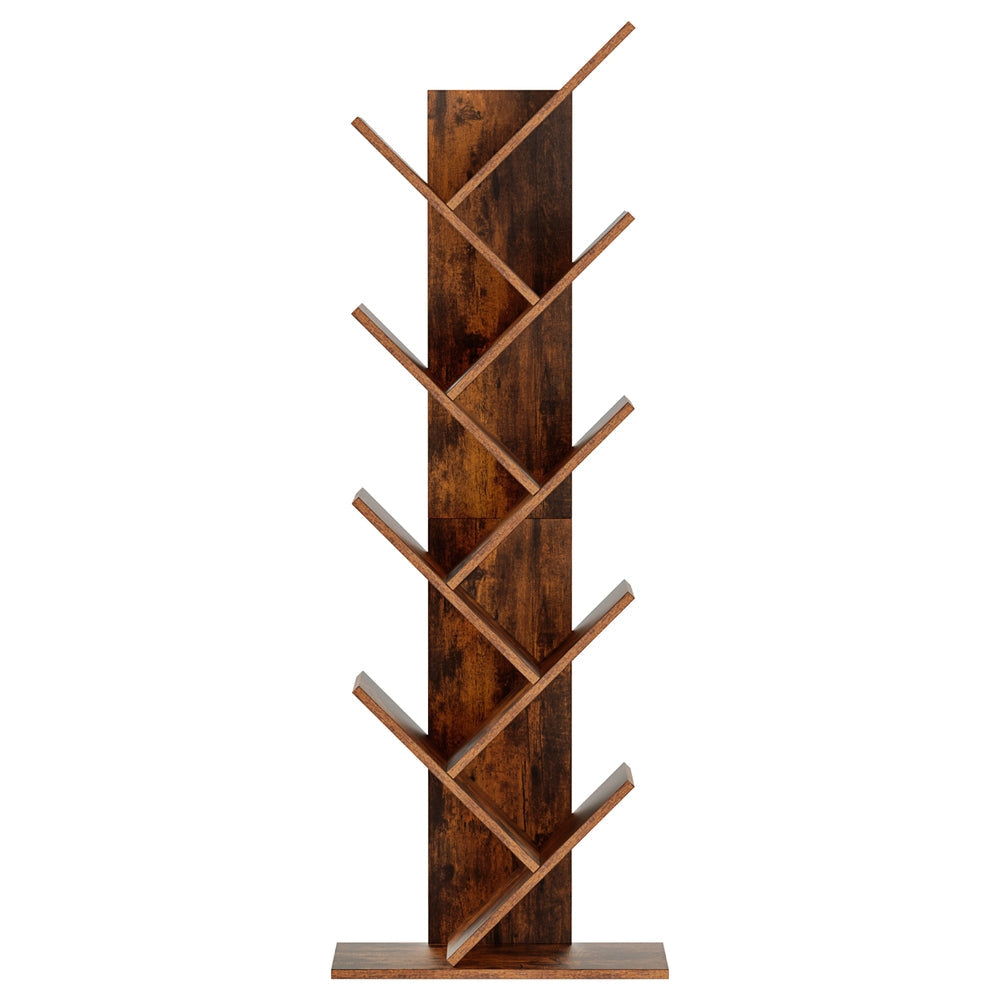 Tree Bookshelf 9 Tiers Walnut Bookcase Fast shipping On sale