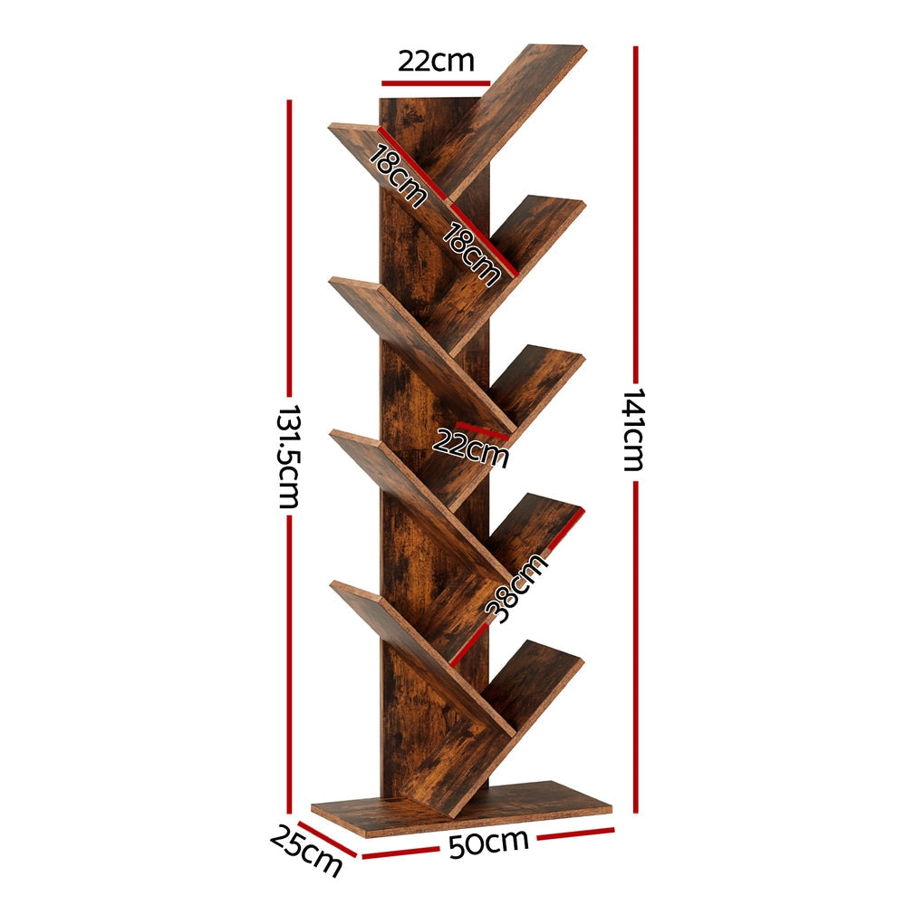 Tree Bookshelf 9 Tiers Walnut Bookcase Fast shipping On sale